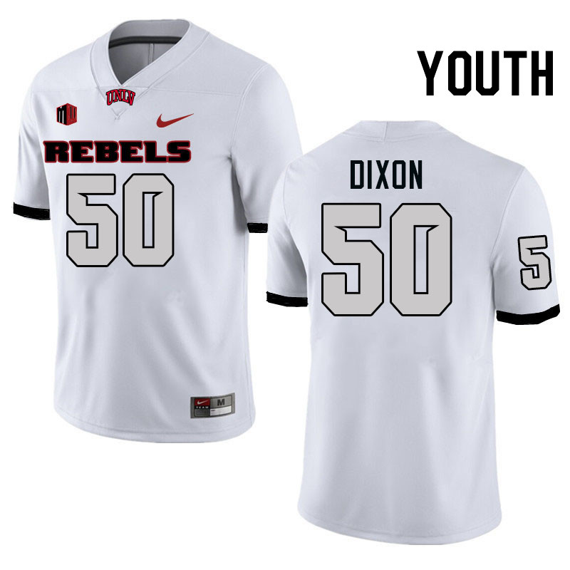 Youth #50 Jalen Dixon UNLV Rebels College Football Jerseys Stitched-White